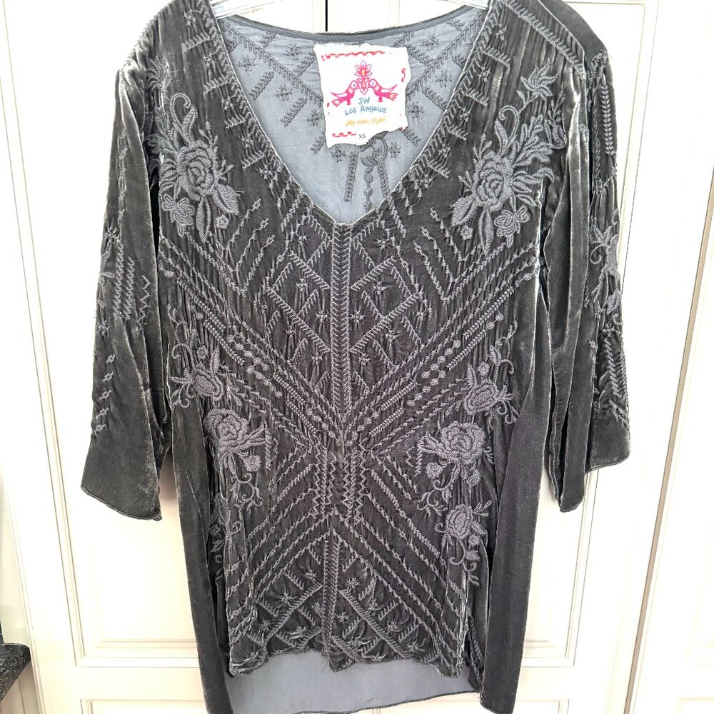 Grey Velvet Johnny Was Blouse